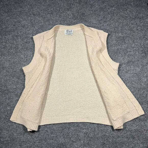Vintage 70s Cream Cardigan Vest Women's USA Made Size L 22x25 - Picture 2 of 6